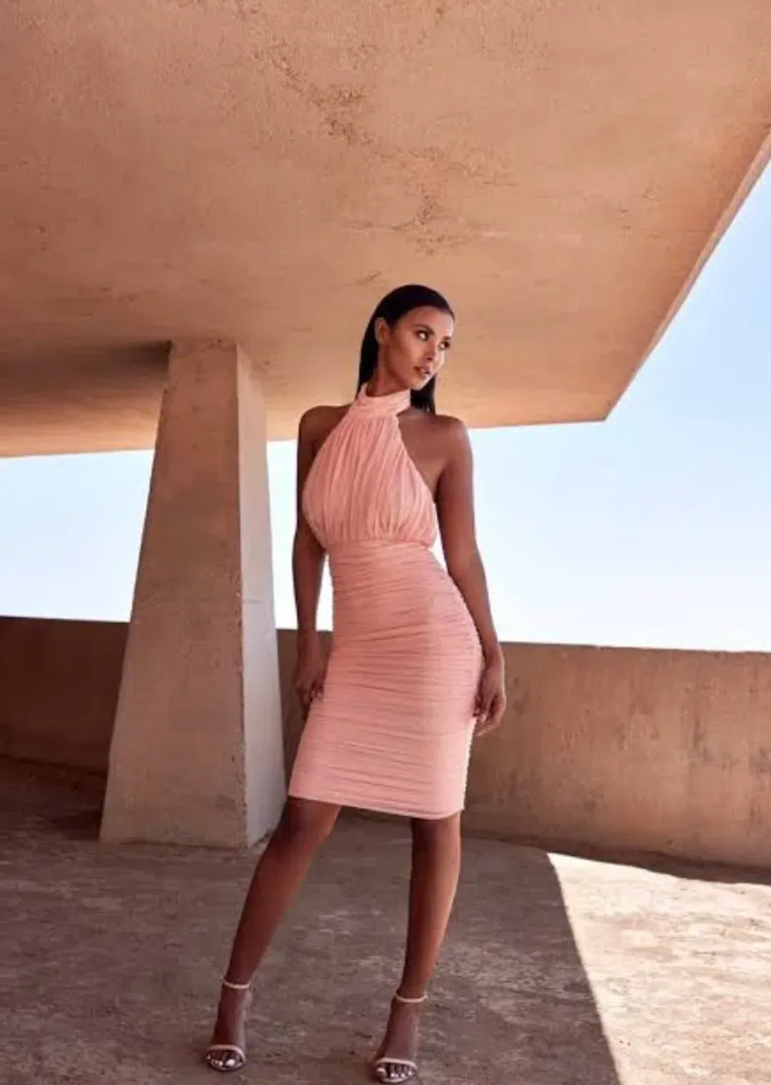 House of CB Merielle Semi Sheer Mesh Backless Dress Pink Size XS / AU 6 for rent on The Volte - main image