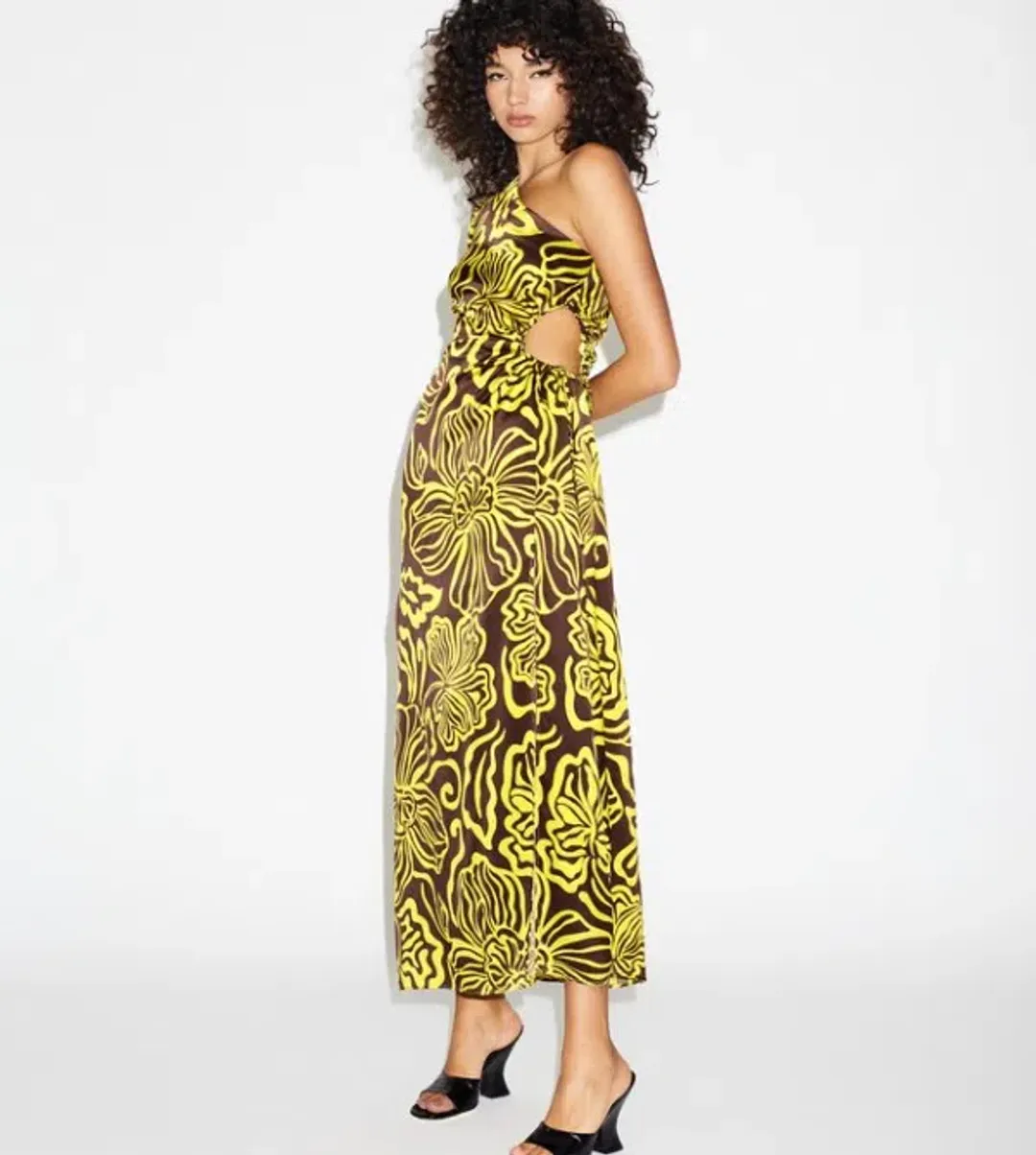 Lover Solana Silk One Shoulder Cut Outs Midi Dress Size AU 12  for rent on The Volte - main image