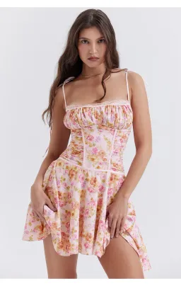 House of CB Alejandra Corset Mini Dress Light Lavender Floral Size S / AU 8 for rent on The Volte - image 2