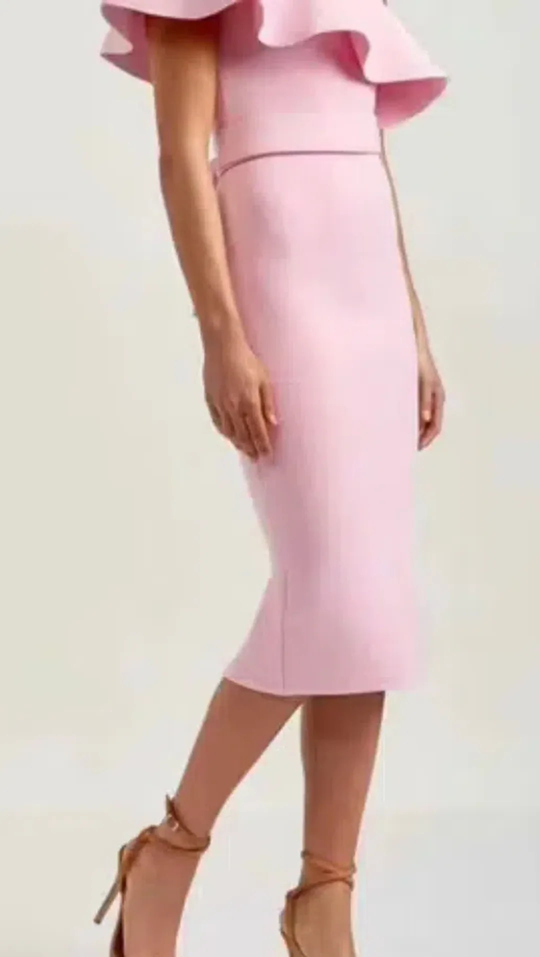 Scanlan Theodore Crepe Knit Ruffle Dress Pink Size XS / AU 6 for rent on The Volte - main image