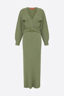 Manning Cartell Love Match Knit Midi Dress Olive Green Size 6 for rent on The Volte - image 5