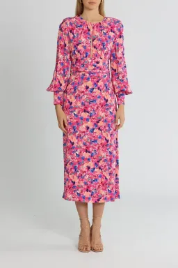 Rebecca Vallance Little Havana Midi Dress Pink Floral Size 10 for rent on The Volte - image 1