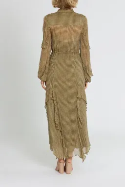 Shona Joy Eleonora Drawstring Frill Midi Dress Olive Khaki Size 8 for rent on The Volte - image 3