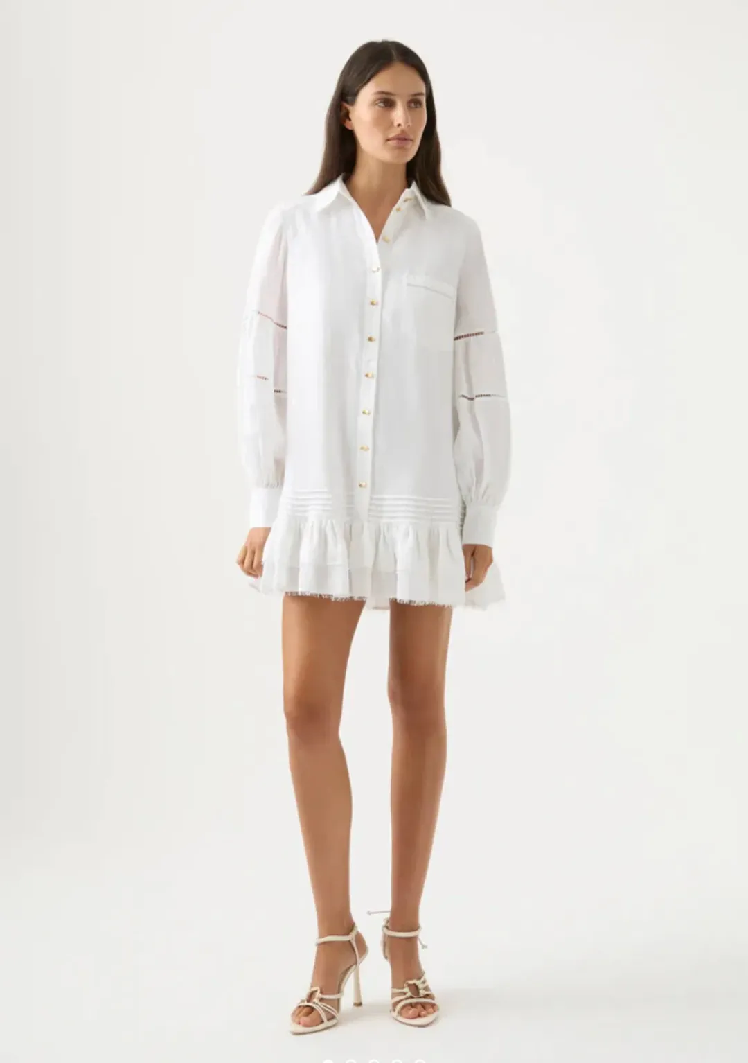 Aje Lotus Shirt Mini Dress White Size AU 10  for rent on The Volte - main image