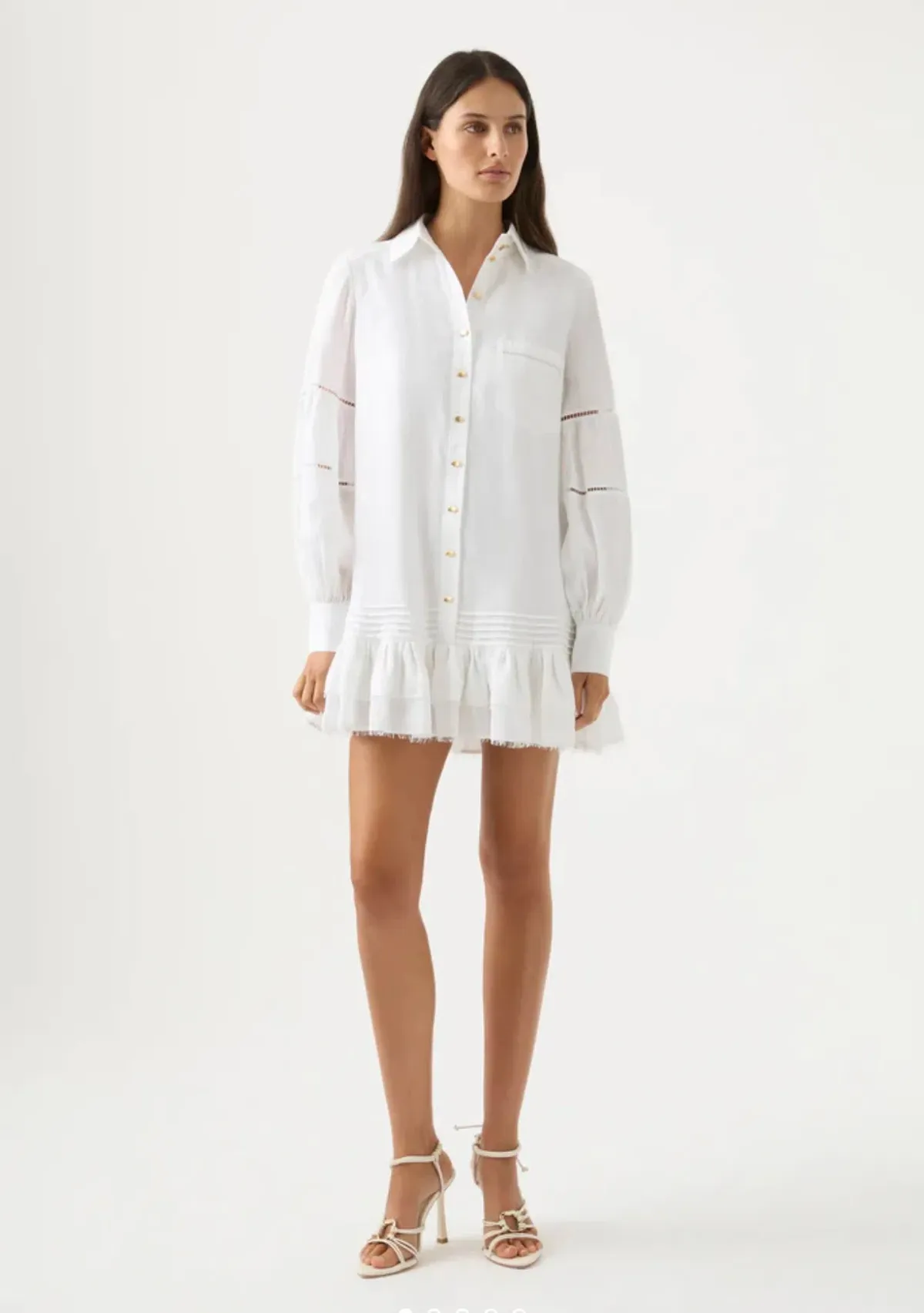 Aje Lotus Shirt Mini Dress White Size AU 10  for rent on The Volte - main image