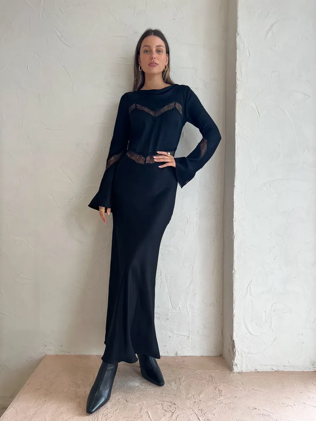 Bec & Bridge Spencer Lace Long Sleeve Maxi Dress in Black Size 6 / XS for rent on The Volte - main image