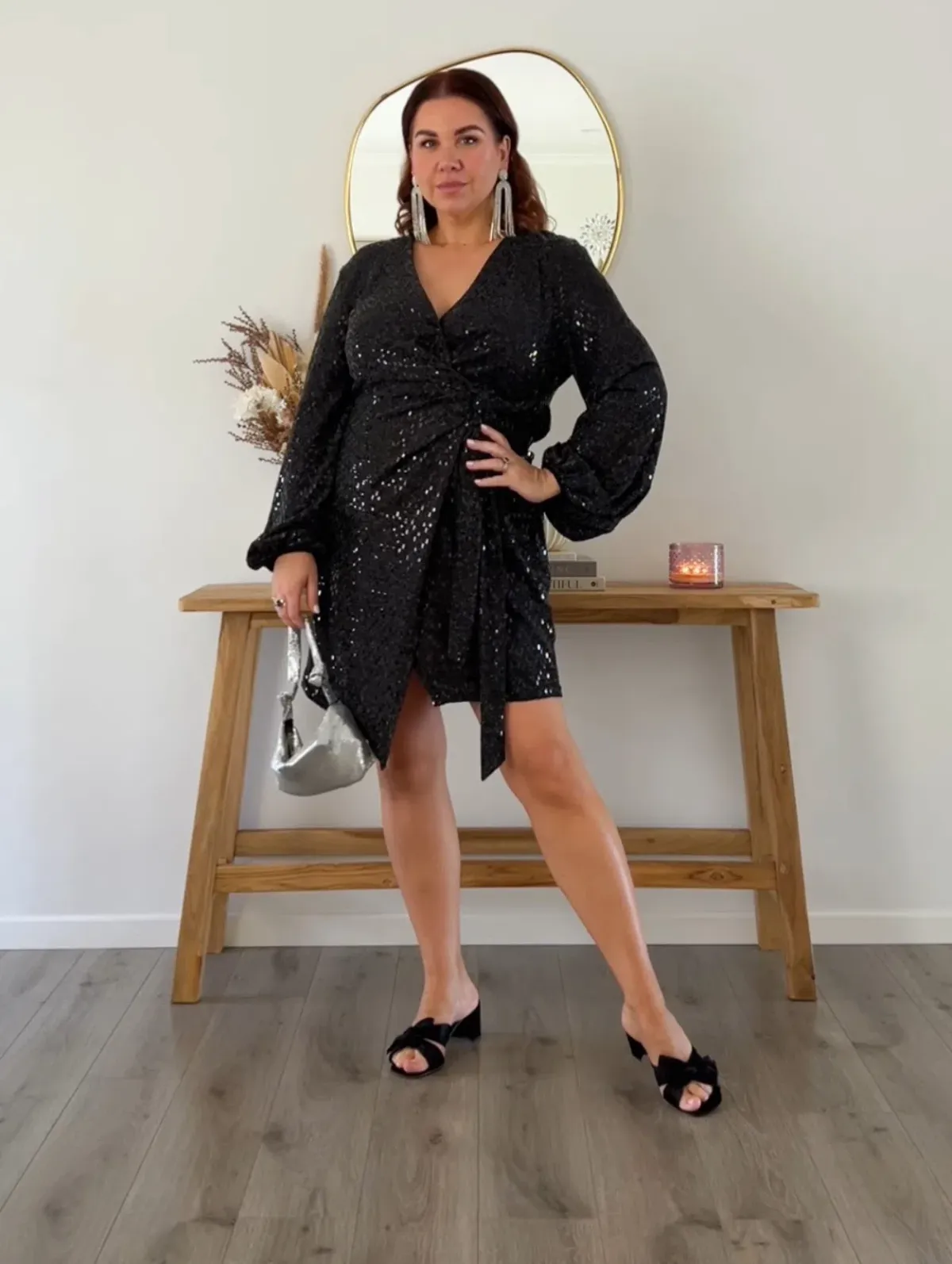 Sheike Galaxy Sequin Mini Dress Black Size 14 for rent on The Volte - main image