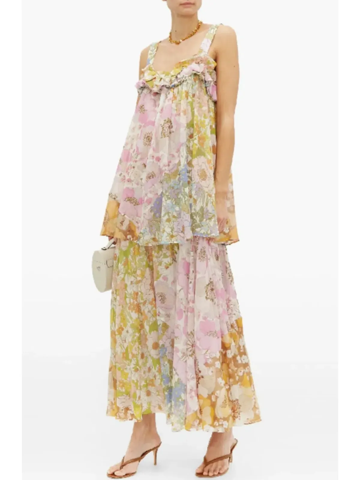 Zimmermann Super Eight Tiered Floral Maxi Dress Multi Size 0 / AU 8 for rent on The Volte - main image
