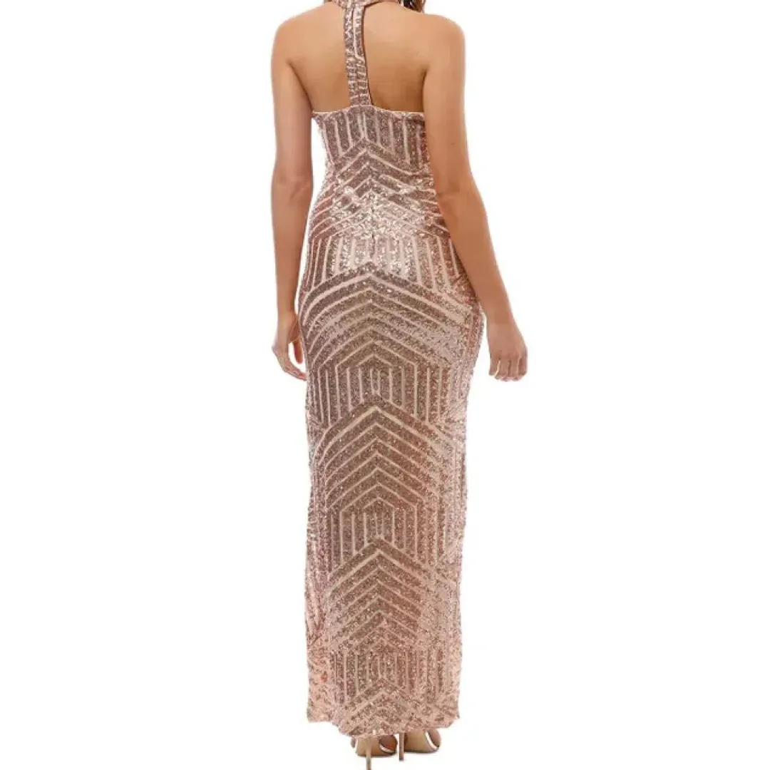 L'amour Diana Halter Gown Sequin Size 16 for rent on The Volte - main image