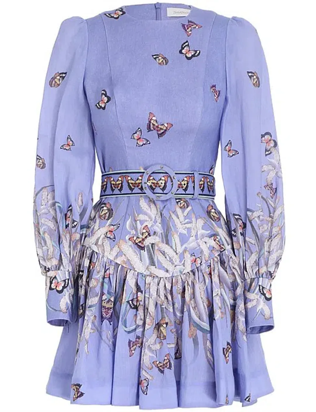 Zimmermann Botanica Belted Linen Mini Dress Cornflower Blue Size 1 / AU 10 for rent on The Volte - main image