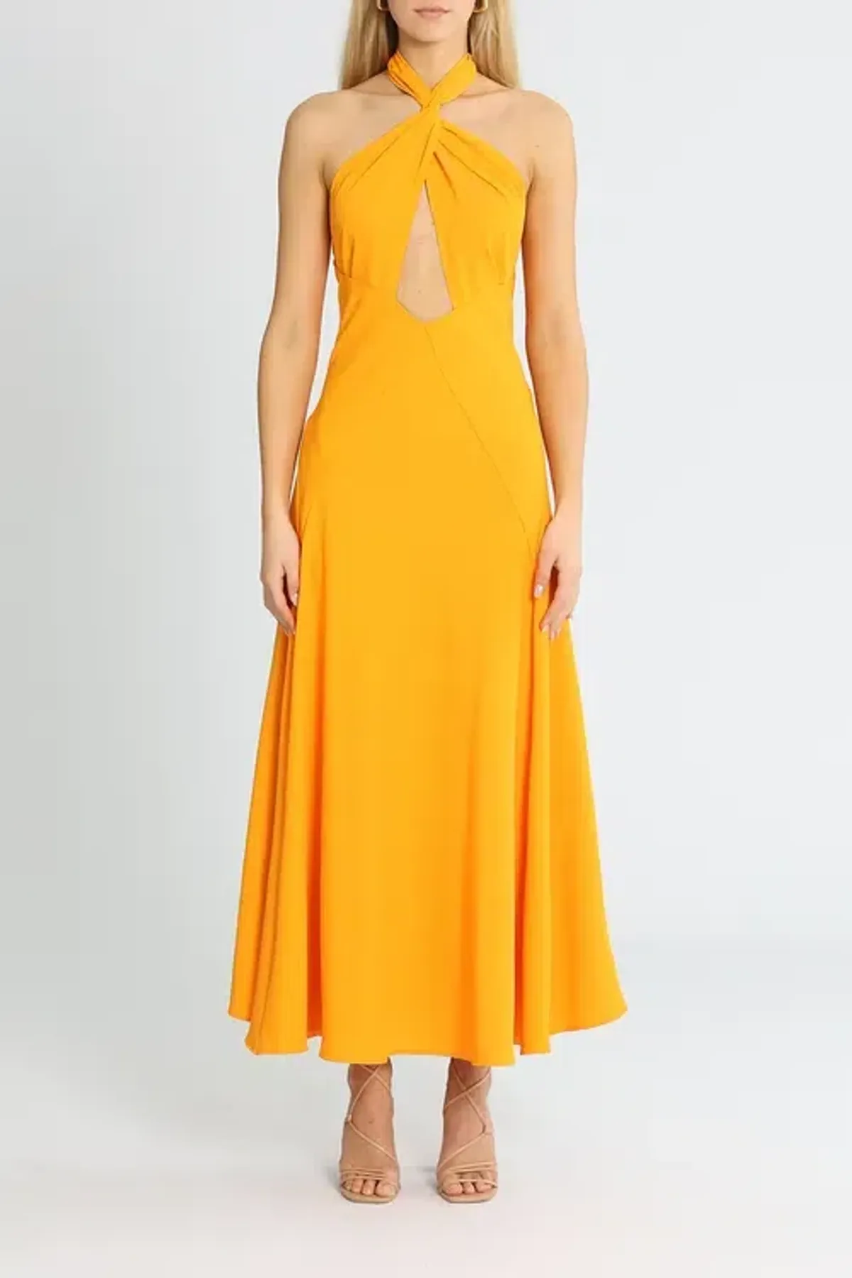 By Johnny Zina Midi Dress Orange Size 10 for rent on The Volte - main image