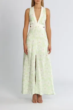 By Johnny Fleur Tie Back Midi Dress Green Floral Size 12 for rent on The Volte - image 1