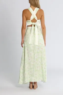 By Johnny Fleur Tie Back Midi Dress Green Floral Size 12 for rent on The Volte - image 3