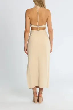 Bec & Bridge Iris Halter Midi Dress Macadamia Nude Size AU 14 for rent on The Volte - image 3