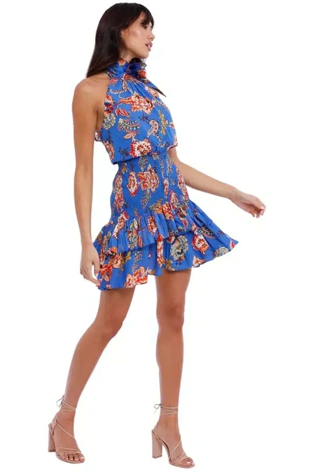 Elliatt Virago Dress Blue Multi Print Size AU 10 for rent on The Volte - main image