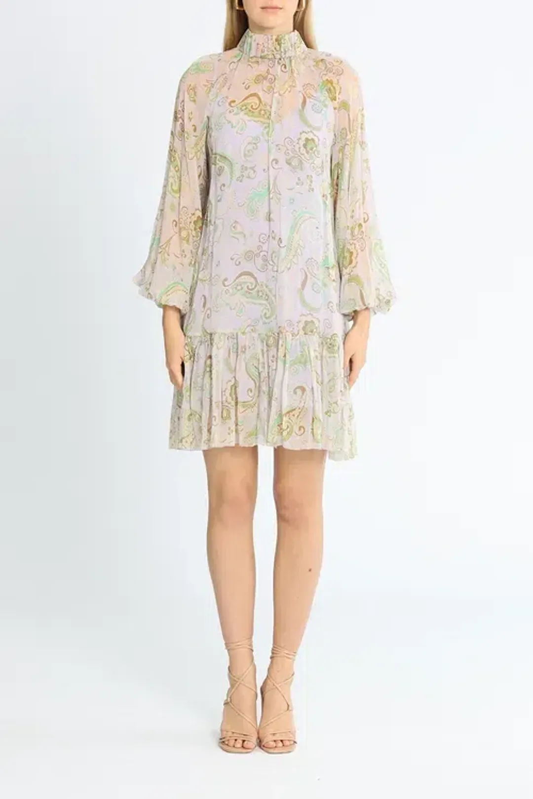 Alemais Marta Silk Crinkle Mini Dress Multi Print Size AU 10 for rent on The Volte - main image