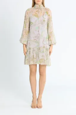 Alemais Marta Silk Crinkle Mini Dress Multi Print Size AU 10 for rent on The Volte - image 1