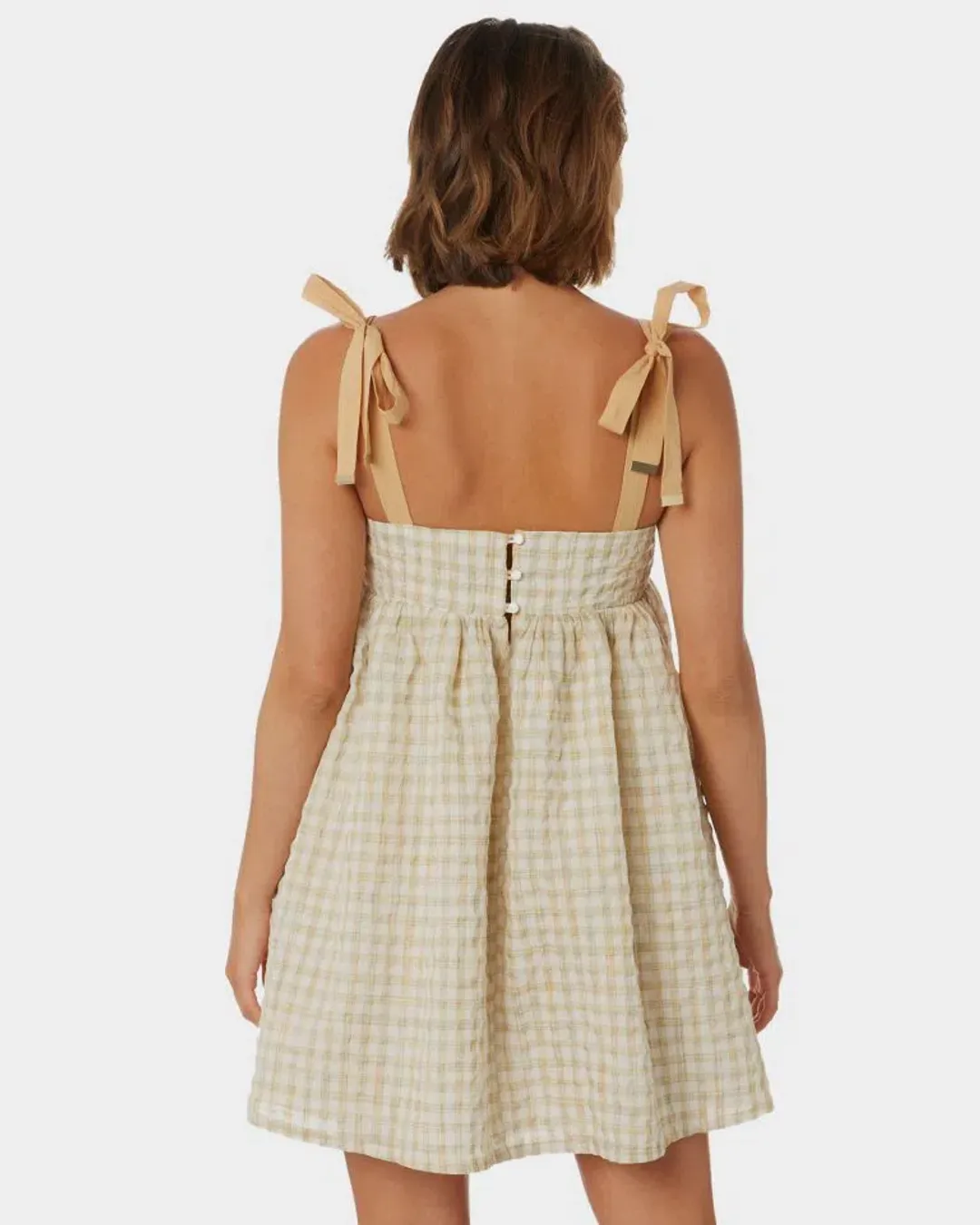 Mon Renn Lucille Mini Dress in Marigold Check Multi Size 12 for rent on The Volte - main image