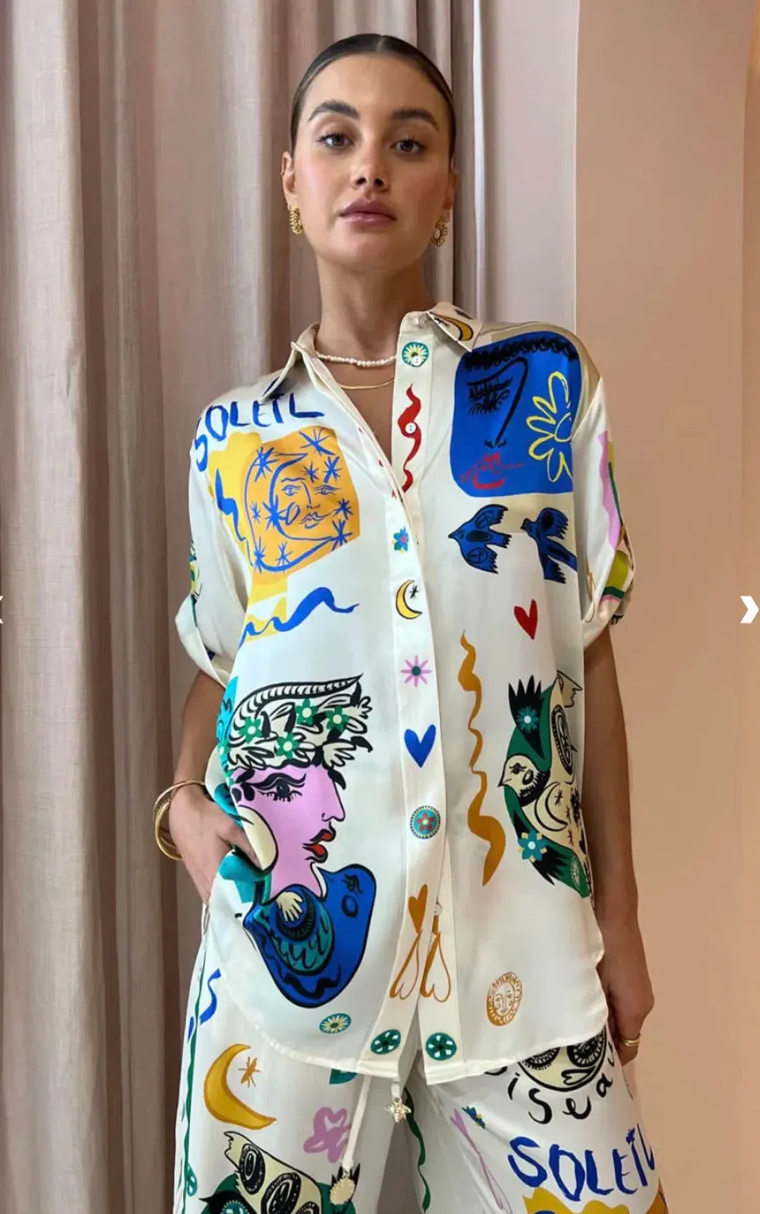 Alemais Soleil Silk Shirt and Pants Set Print Size 8 for rent on The Volte - main image