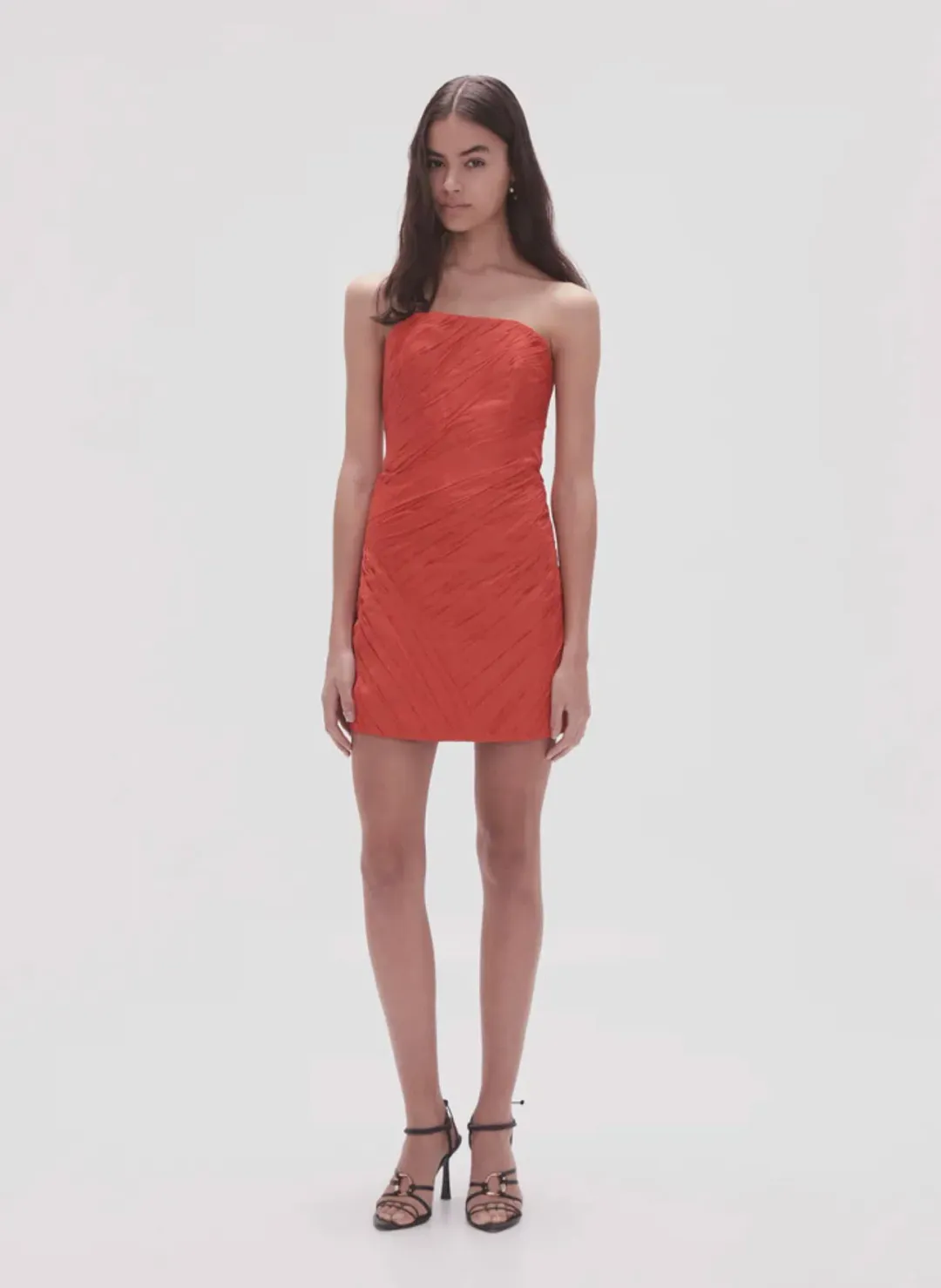 Aje Anima Ruched Mini Dress Red Size 6 for rent on The Volte - main image
