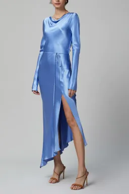 Bec & Bridge Delphine Long Sleeve Midi Dress Cornflower Blue Size 8  for rent on The Volte - image 1