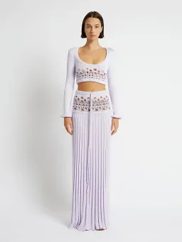 Christopher Esber Crochet Scoop Neck Long Sleeve Crop And Skirt Lilac Size 6 for rent on The Volte - image 1