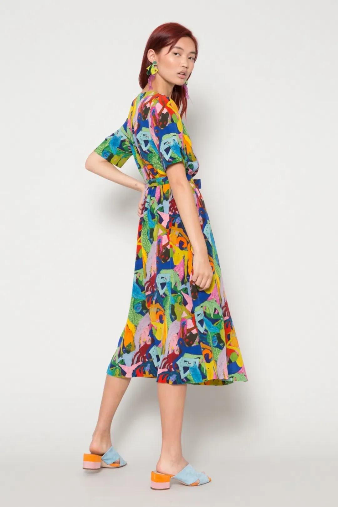Gorman Dark Mermaid Technology Midi Silk Dress Multi Size 6 for rent on The Volte - main image