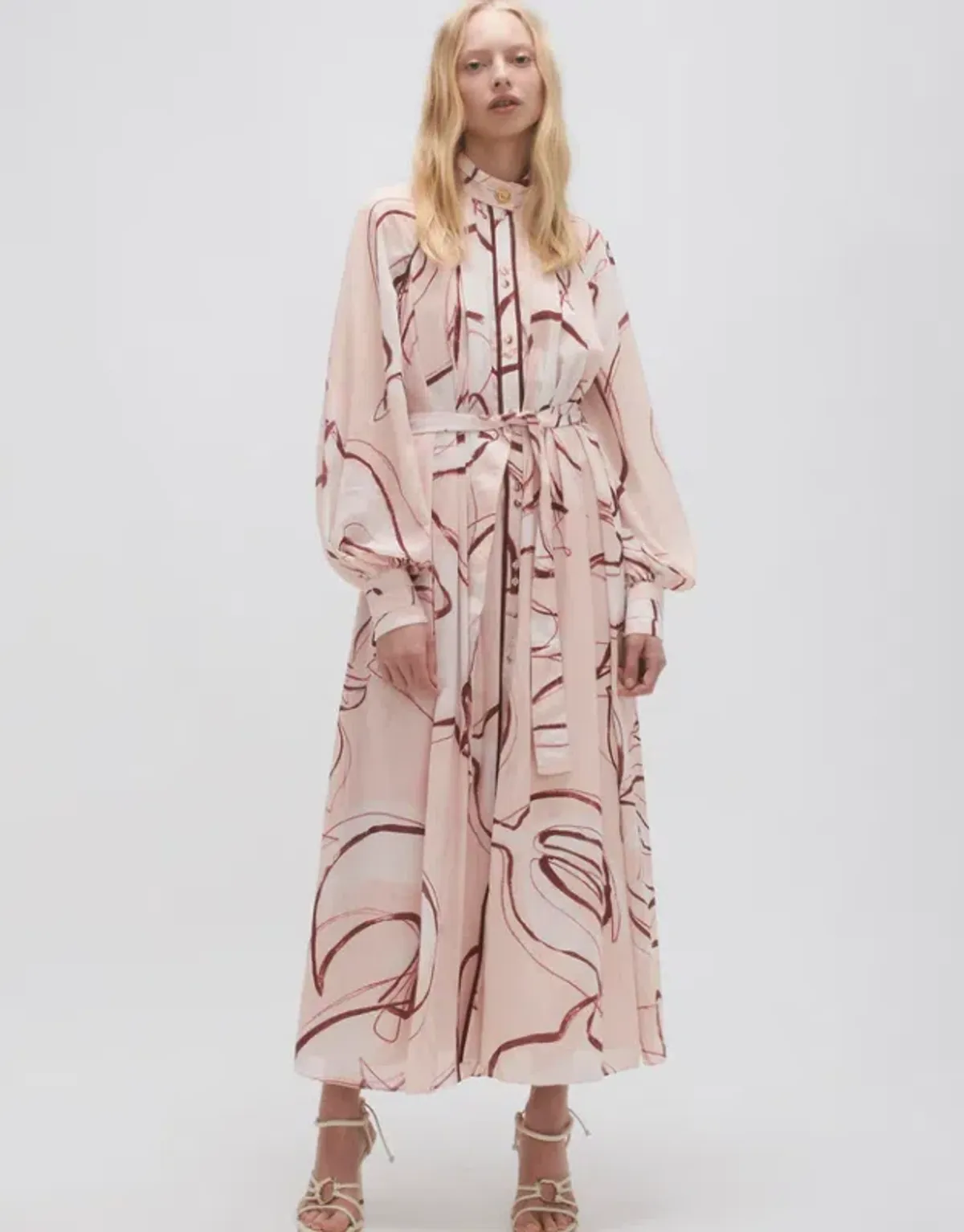 Aje Beatrice Pleated Midi Dress Print Size 10 for rent on The Volte - main image