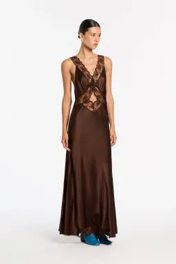 Sir the Label Aries Cut Out Gown Chocolate Size 0P / AU 6 for rent on The Volte - image 4