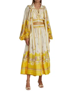 Zimmermann High Tide Cropped Jacket & Skirt Set Yellow Sailboats  Size 0/Au 8 for rent on The Volte - image 1