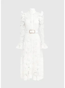 Leo Lin Aliyah Butterfly Sleeve Midi Dress Snow Size AU 12  for rent on The Volte - image 5