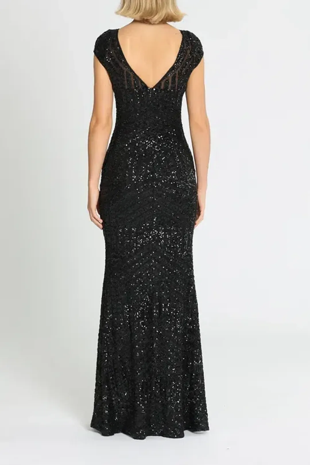 Langhem Ida Sequin Gown Black Size 14 for rent on The Volte - main image