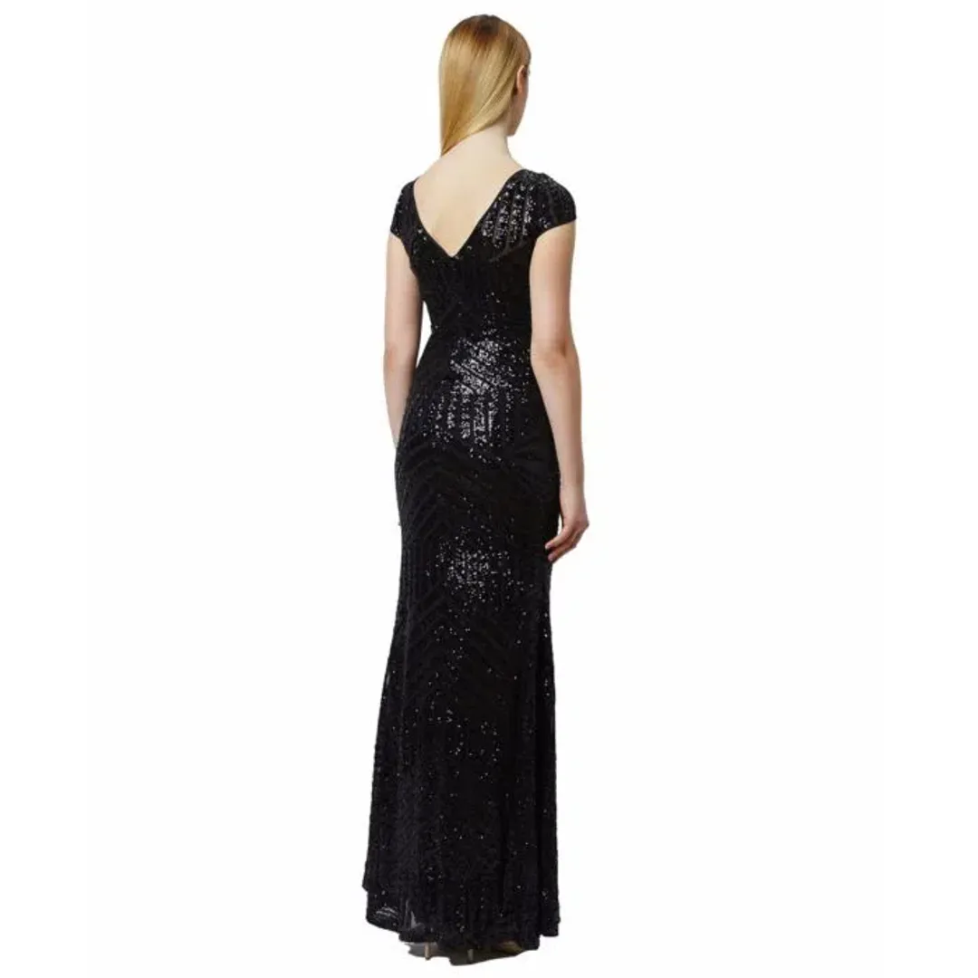 Langhem Ida Sequin Gown Black Size 18 for rent on The Volte - main image