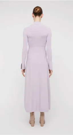 Scanlan Theodore Crepe Knit Button Polo Dress Pale Mauve Size 8 for rent on The Volte - image 3
