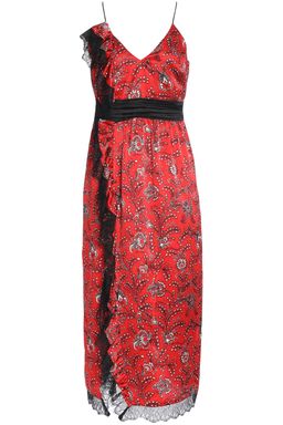 Cinq A Sept Petra Lace Trimmed Silk Satin Midi Dress Print Size 6 for rent on The Volte - image 3