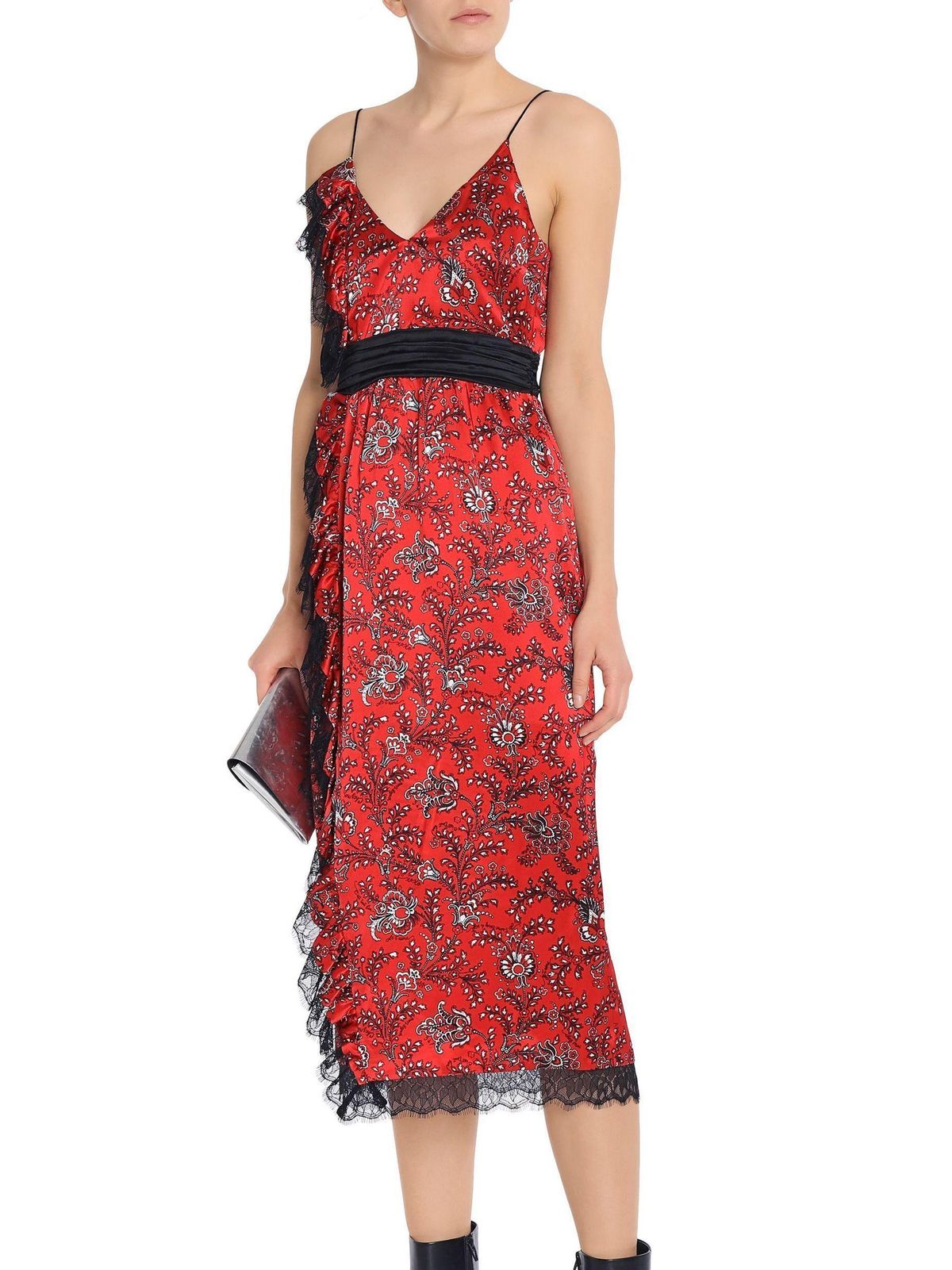 Cinq A Sept Petra Lace Trimmed Silk Satin Midi Dress Print Size 6 for rent on The Volte - main image