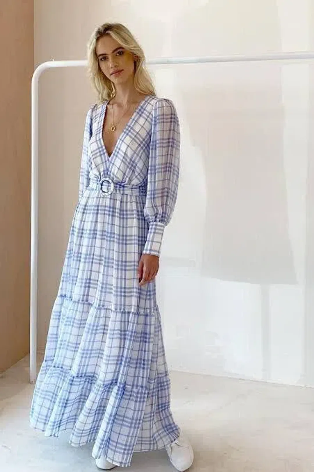 Bec & Bridge Alexa Gingham Maxi Dress Print Size AU 8 for rent on The Volte - main image