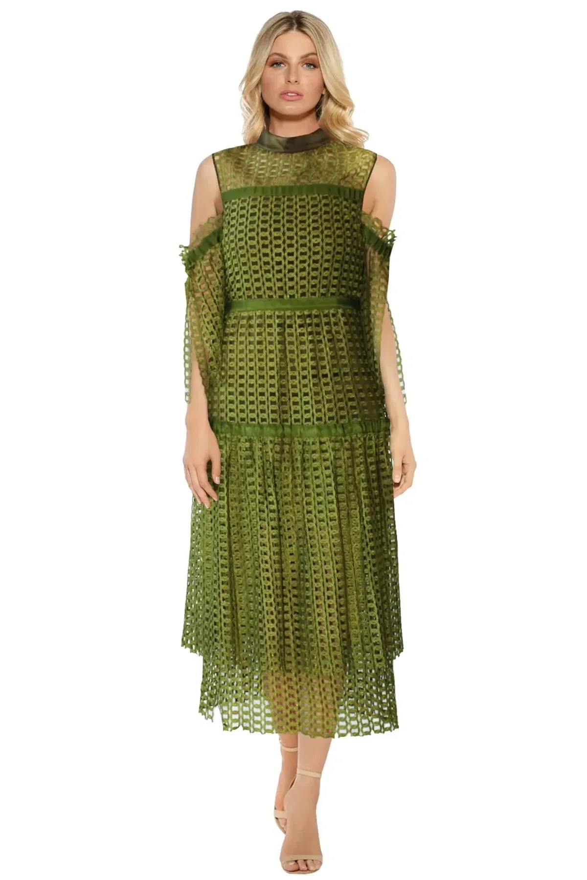Romance Was Born Link Garden Dress in Khaki Green Size 6 for rent on The Volte - main image