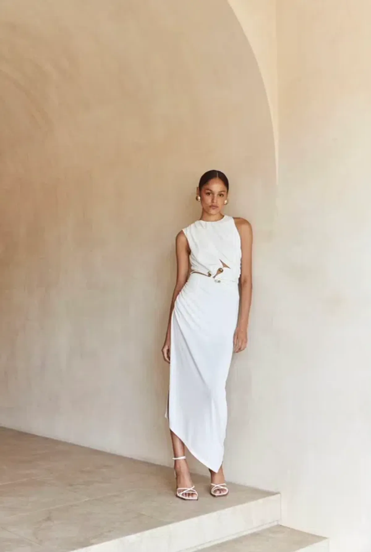C/MEO Collective Entropy Midi Dress White Size 6 for rent on The Volte - main image