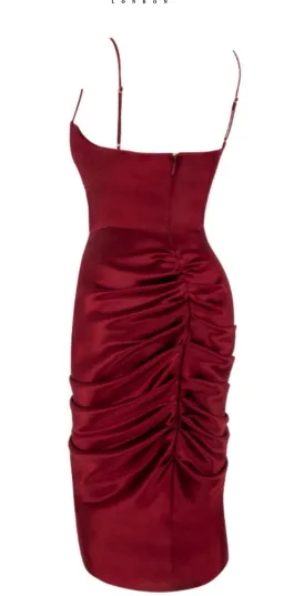 House of CB Nera Satin Draped Corset Dress Wine Size 6 for rent on The Volte - image 5