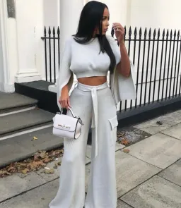 House of CB Zaria Ribbed Sweater and McKenzie Utility Trousers Set Oatmeal Size XS/S for rent on The Volte - image 2