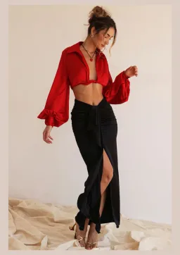 House of CB Arla Draped Silk Maxi Skirt Black Size XS/S for rent on The Volte - image 1