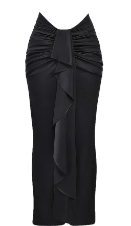 House of CB Arla Draped Silk Maxi Skirt Black Size XS/S for rent on The Volte - image 3