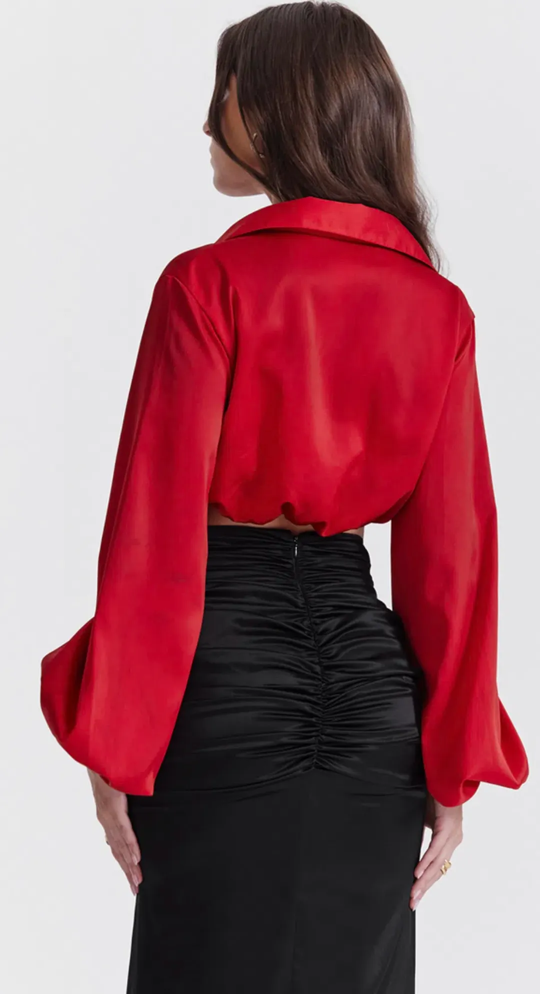 House of CB Laraine Silk Blouson Top Cherry Size XS / AU 6 for rent on The Volte - main image