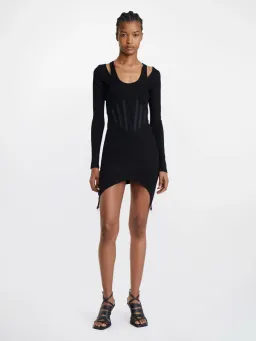 Dion Lee Fin Rib Corset Mini Dress Black Size 10 for rent on The Volte - image 1