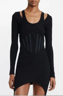 Dion Lee Fin Rib Corset Mini Dress Black Size 10 for rent on The Volte - image 4