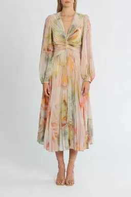 Ministry of Style Sunrise Midi Dress Blush Multi Print Size 10 for rent on The Volte - image 1
