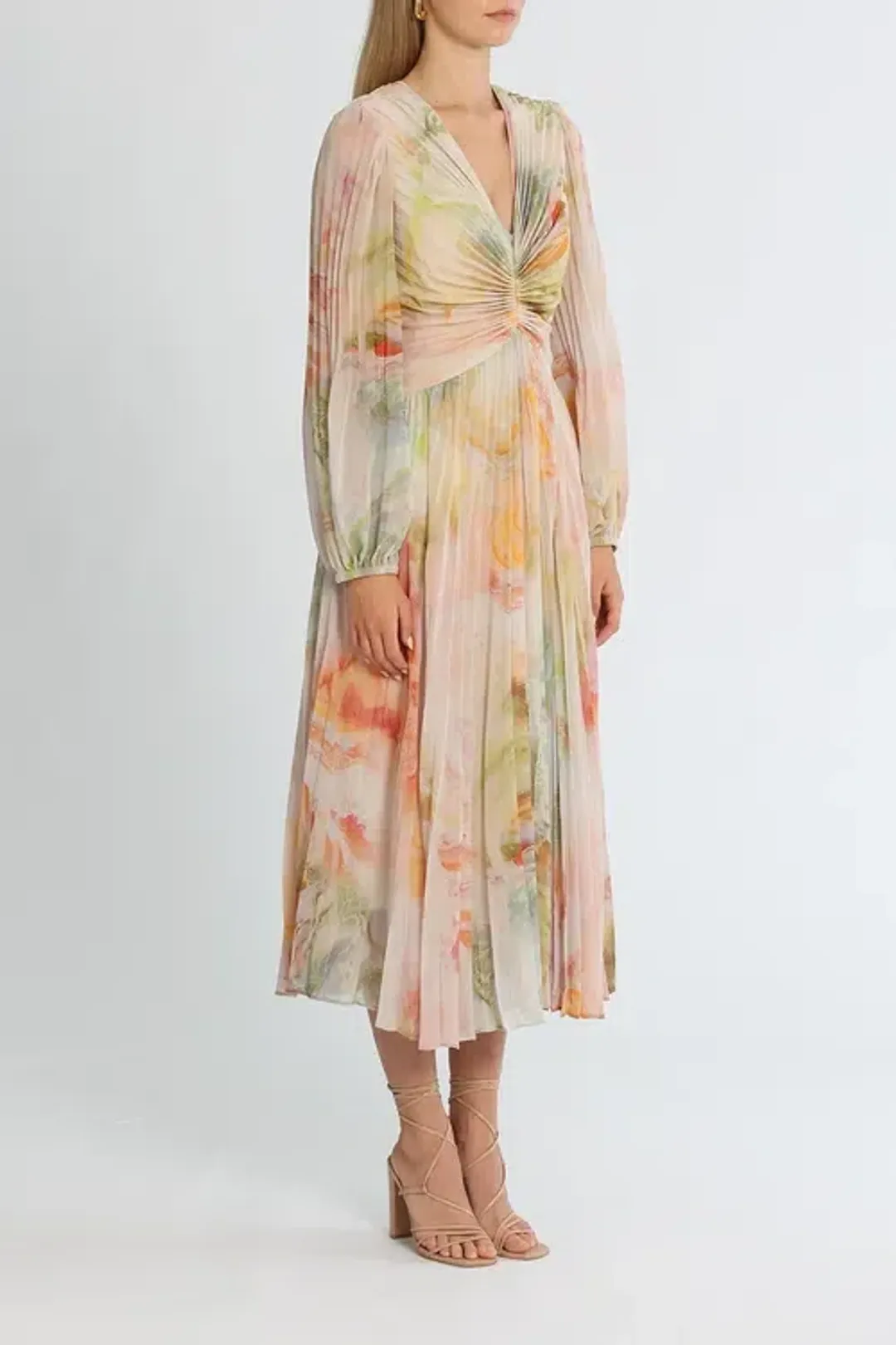 Ministry of Style Sunrise Midi Dress Blush Multi Print Size 14 for rent on The Volte - main image
