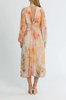 Ministry of Style Sunrise Midi Dress Blush Multi Print Size 14 for rent on The Volte - image 3