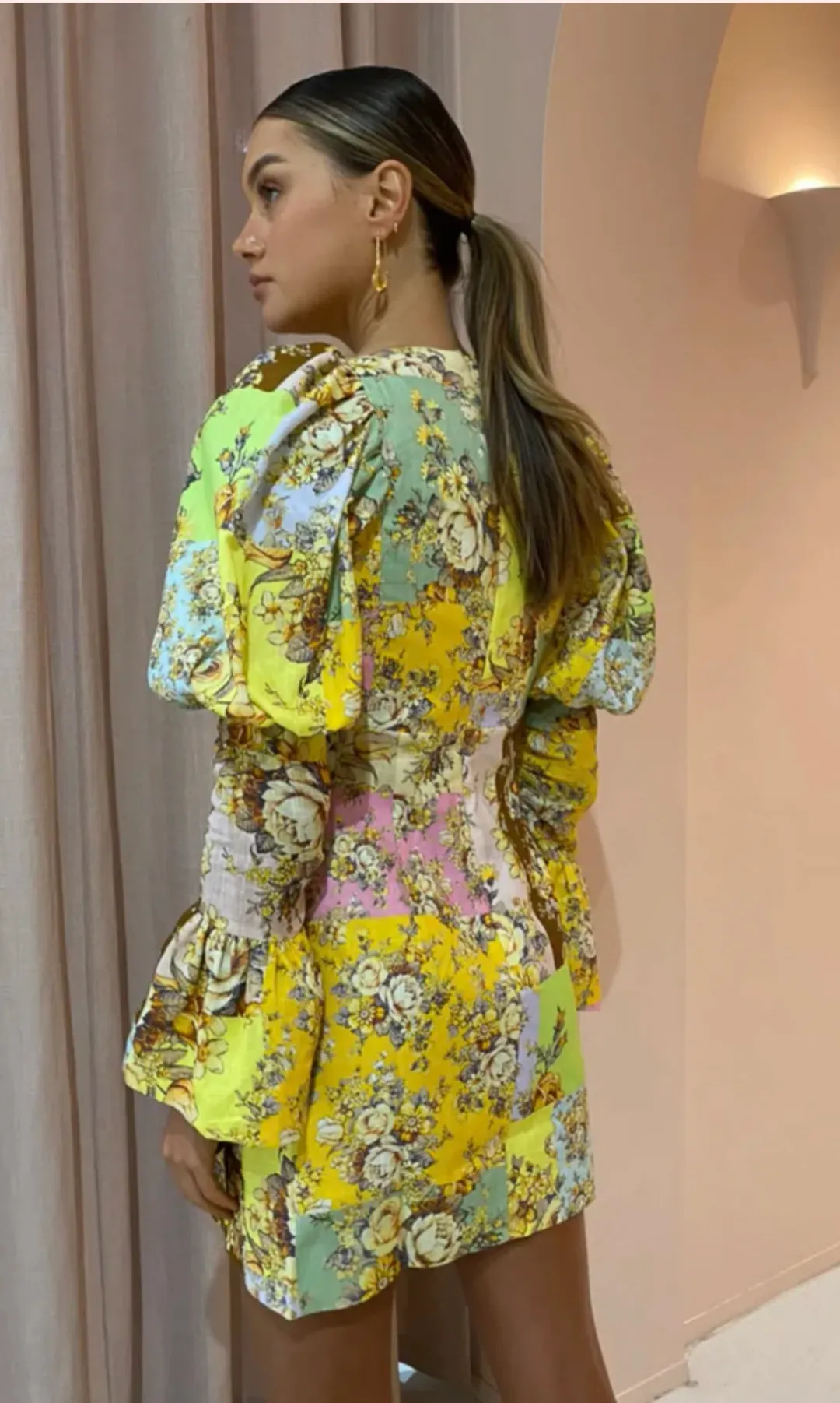 Alemais Matilde Puff Sleeve Mini Dress In Multi 12 for rent on The Volte - main image